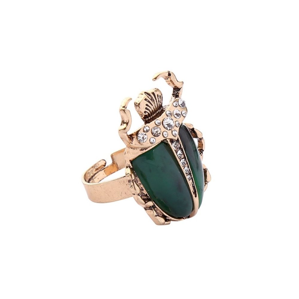 Hard Shell Jade Beetle Ring